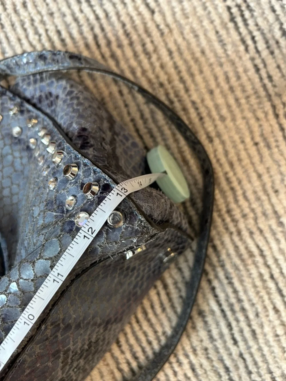 Michael Kors Snake-Embossed Studded Tote with Crossbody Strap Bag Purse Leather